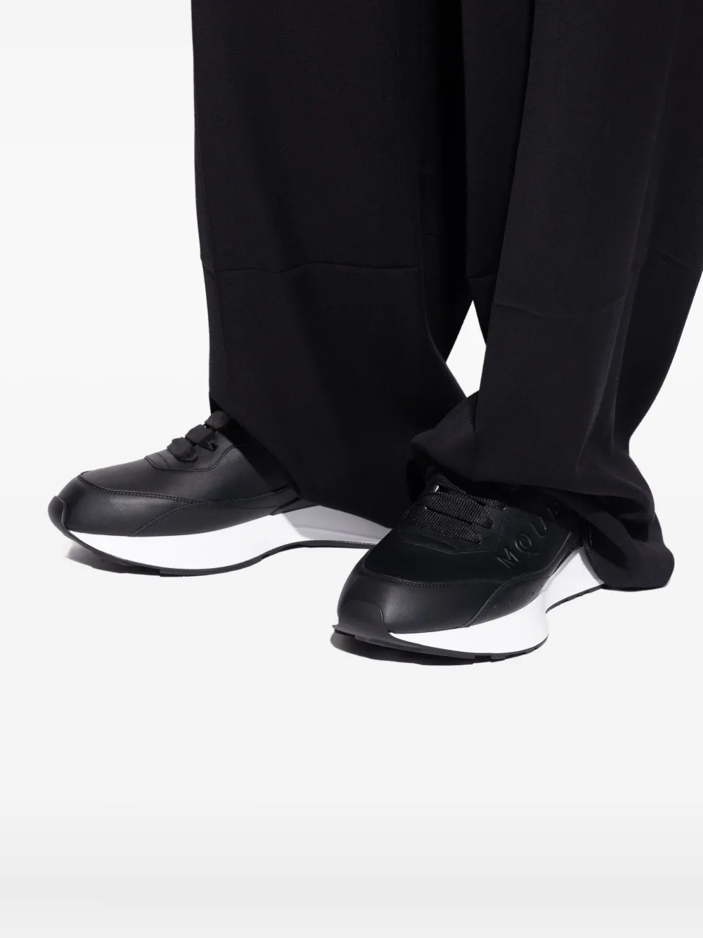 Alexander McQueen leather logo trainers Black