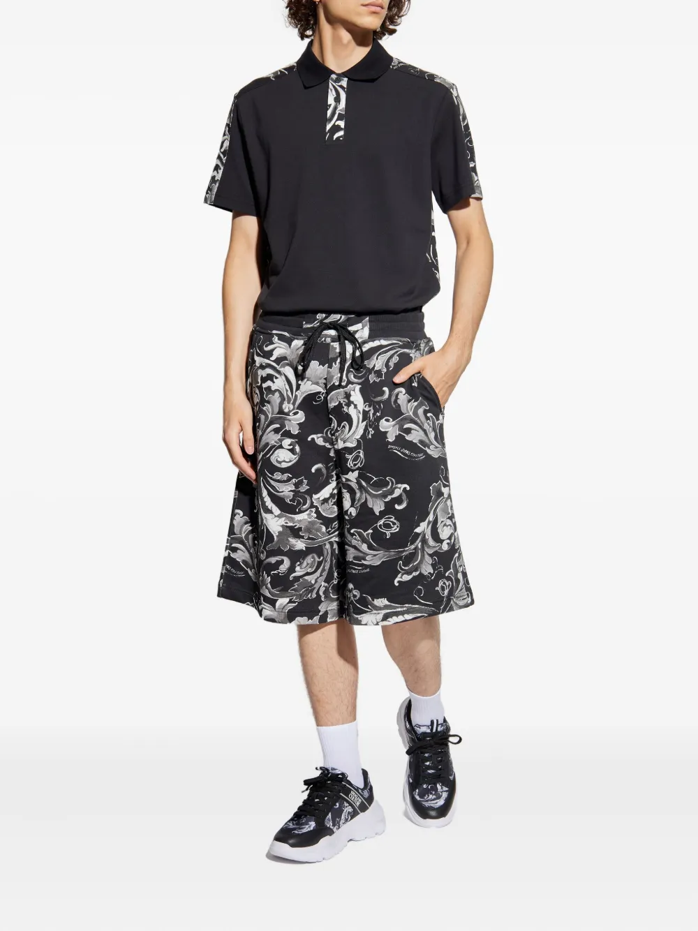 Versace Jeans Couture Poloshirt met barokprint Zwart
