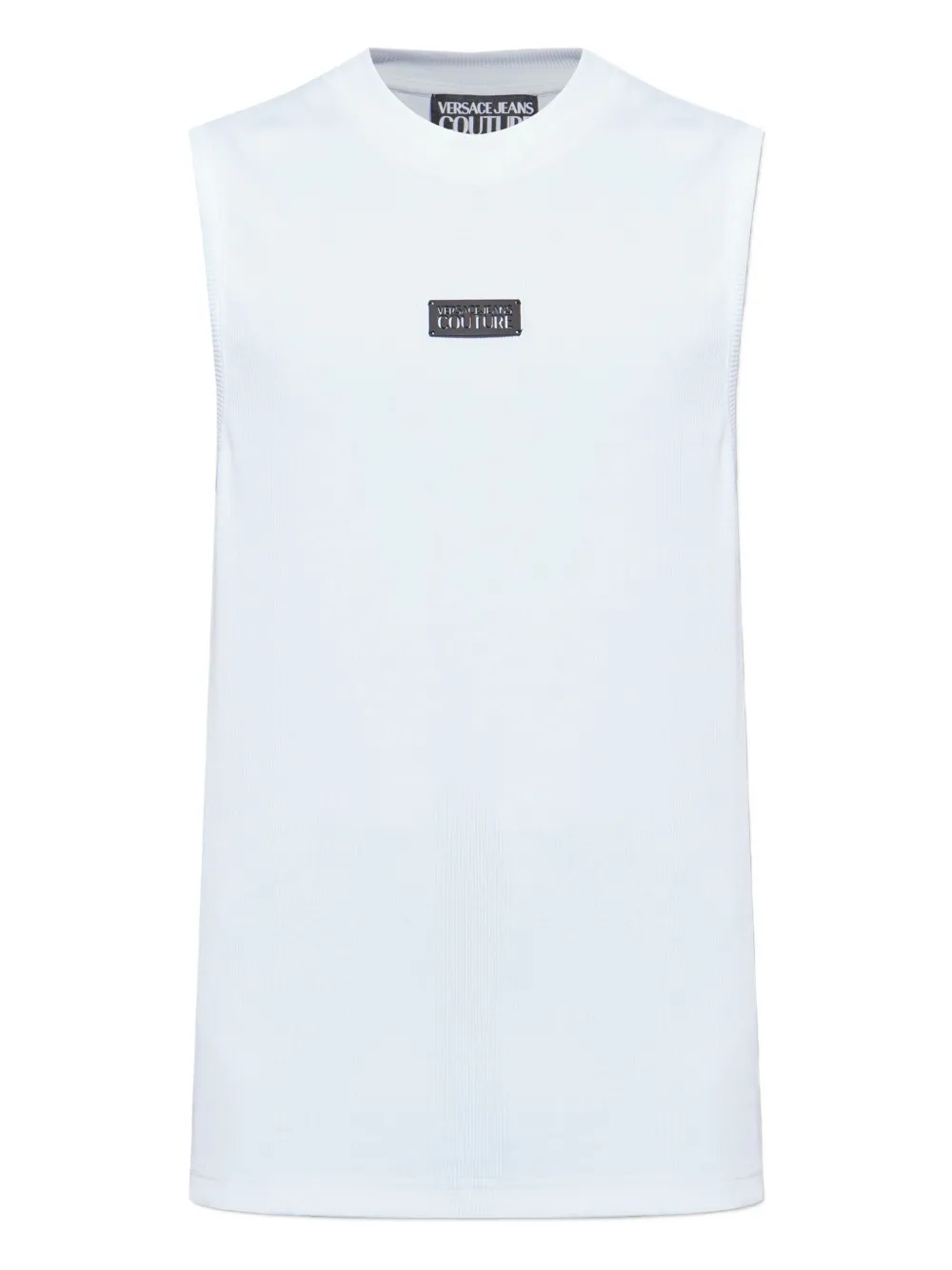 Versace Jeans Couture Geribbelde tanktop met logoplakkaat Wit