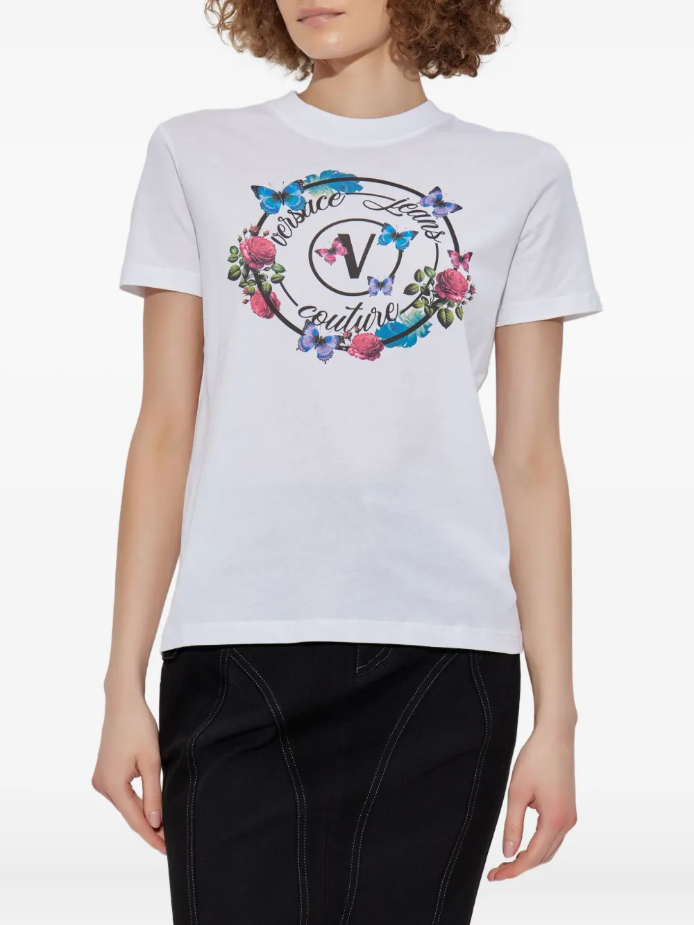 Versace Jeans Couture floral-butterfly print T-shirt Wit
