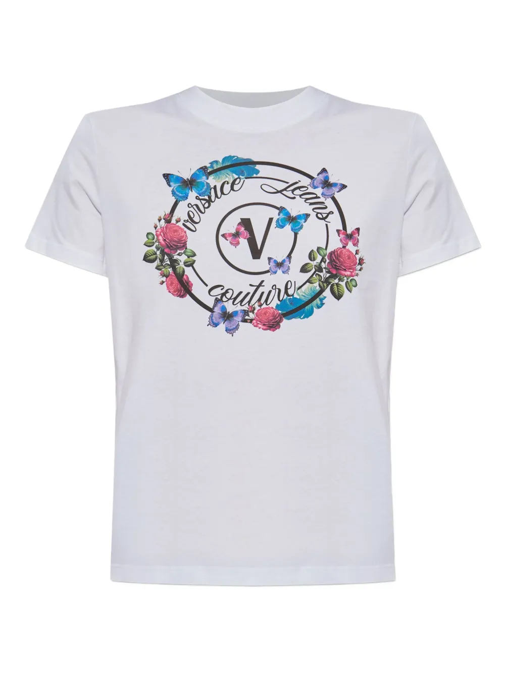 Versace Jeans Couture floral-butterfly print T-shirt Wit