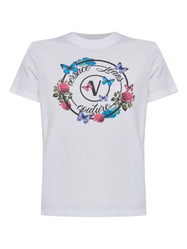 花 です　VERSACE JEANS COUTURE★半袖Tシャツ Versace Jeans Couture フローラル Tシャツ | ホワイト