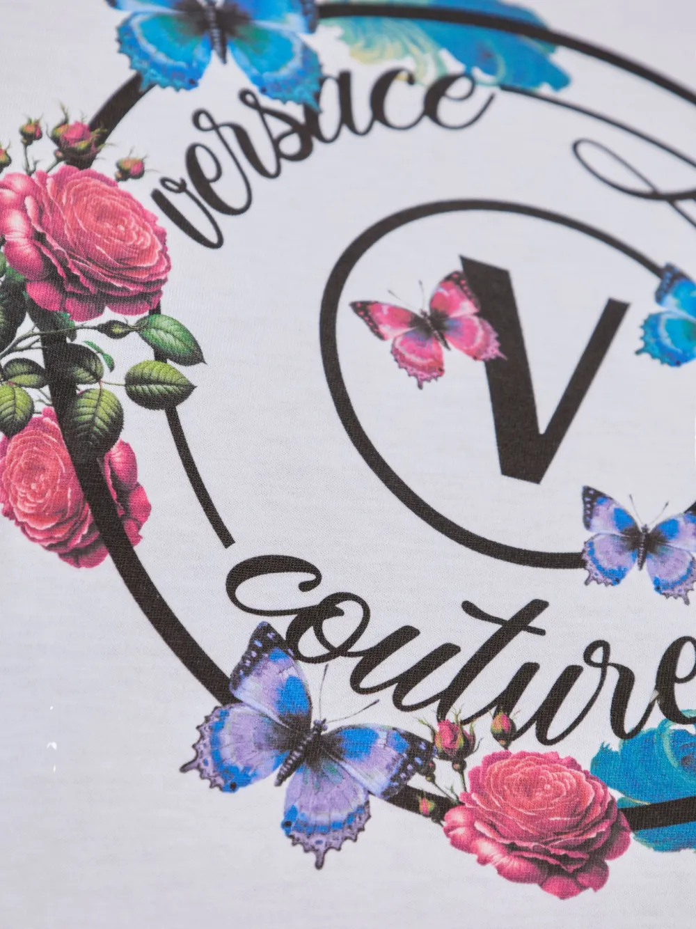 Versace Jeans Couture floral-butterfly print T-shirt Wit