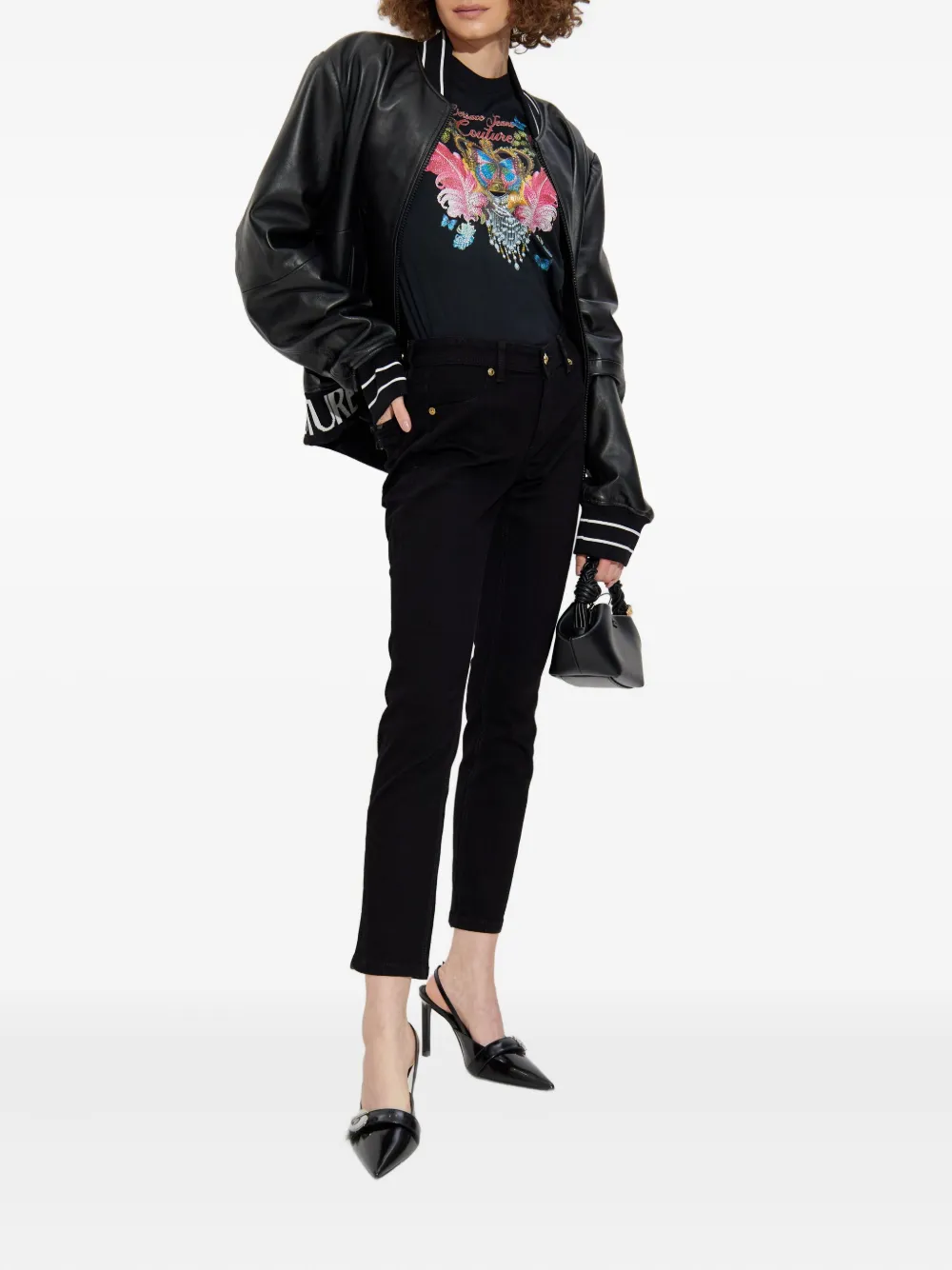 Versace Jeans Couture butterfly crown-print T-shirt Zwart