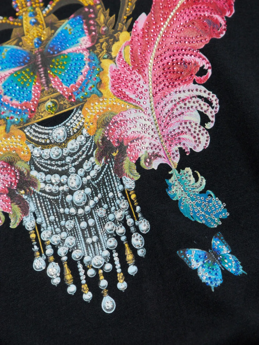 Versace Jeans Couture butterfly crown-print T-shirt Zwart