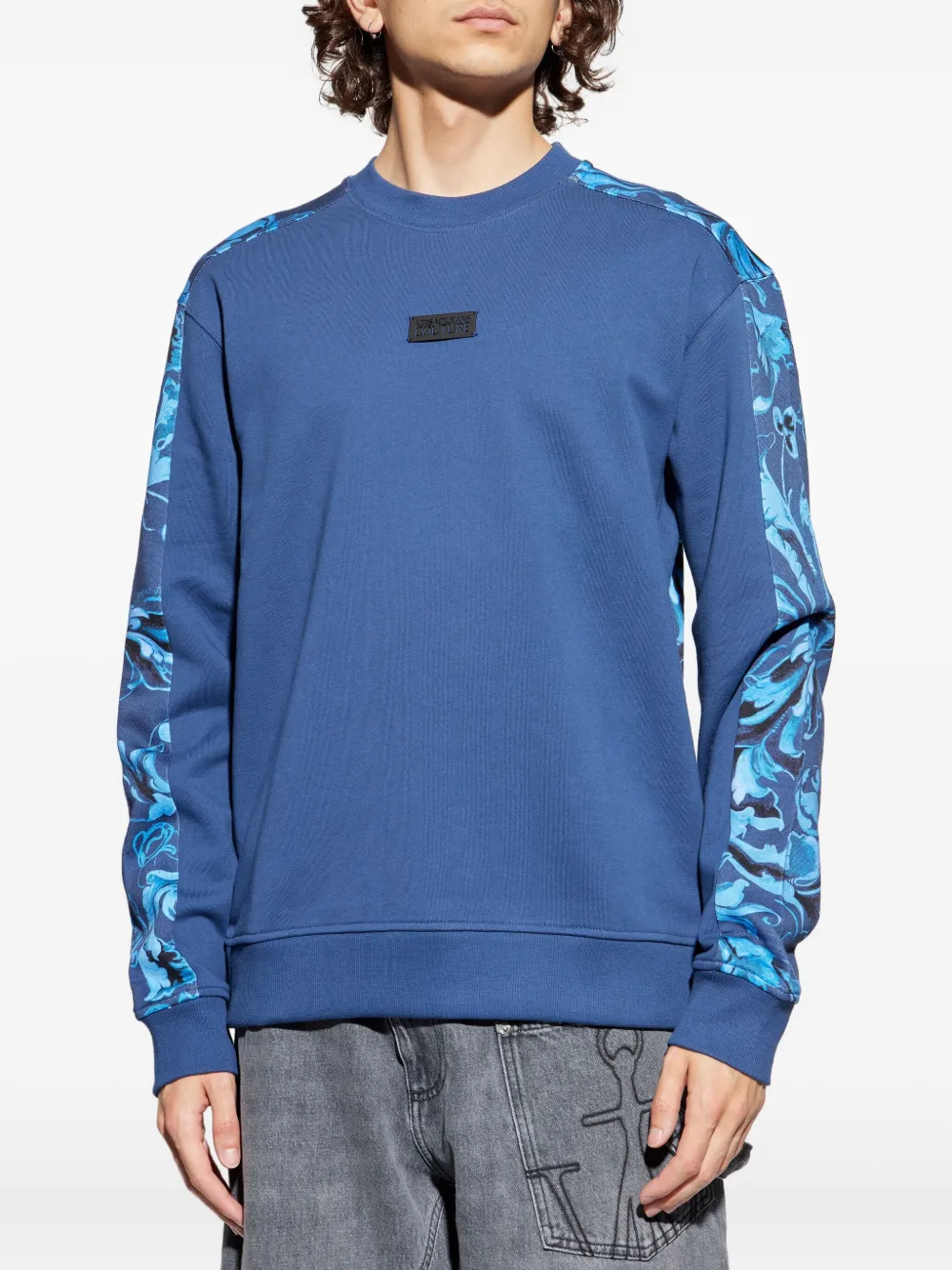 Versace Jeans Couture baroque-print panelled sweatshirt Blauw