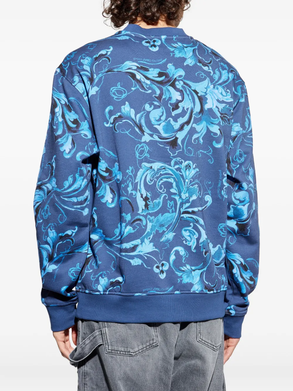 Versace Jeans Couture baroque-print panelled sweatshirt Blauw