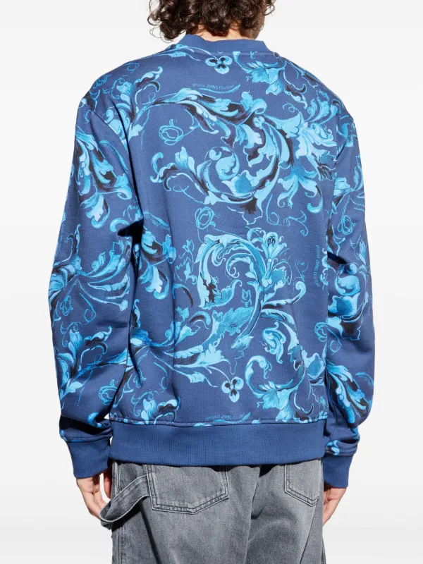Versace Jeans Couture baroque-print Panelled Sweatshirt Blue FARFETCH PH