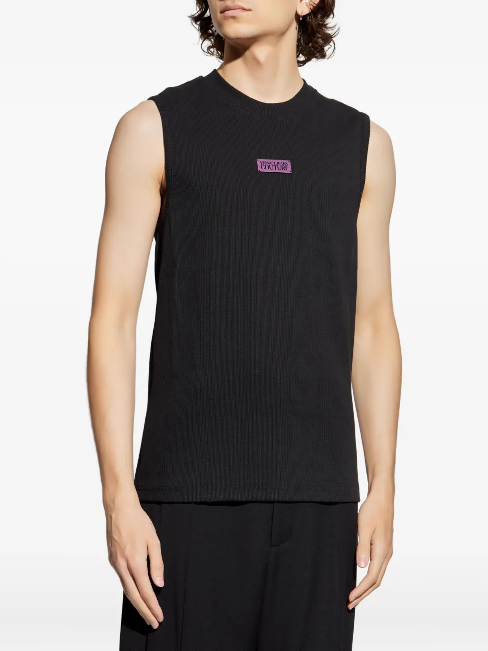 Versace Jeans Couture Ribgebreide tanktop Zwart