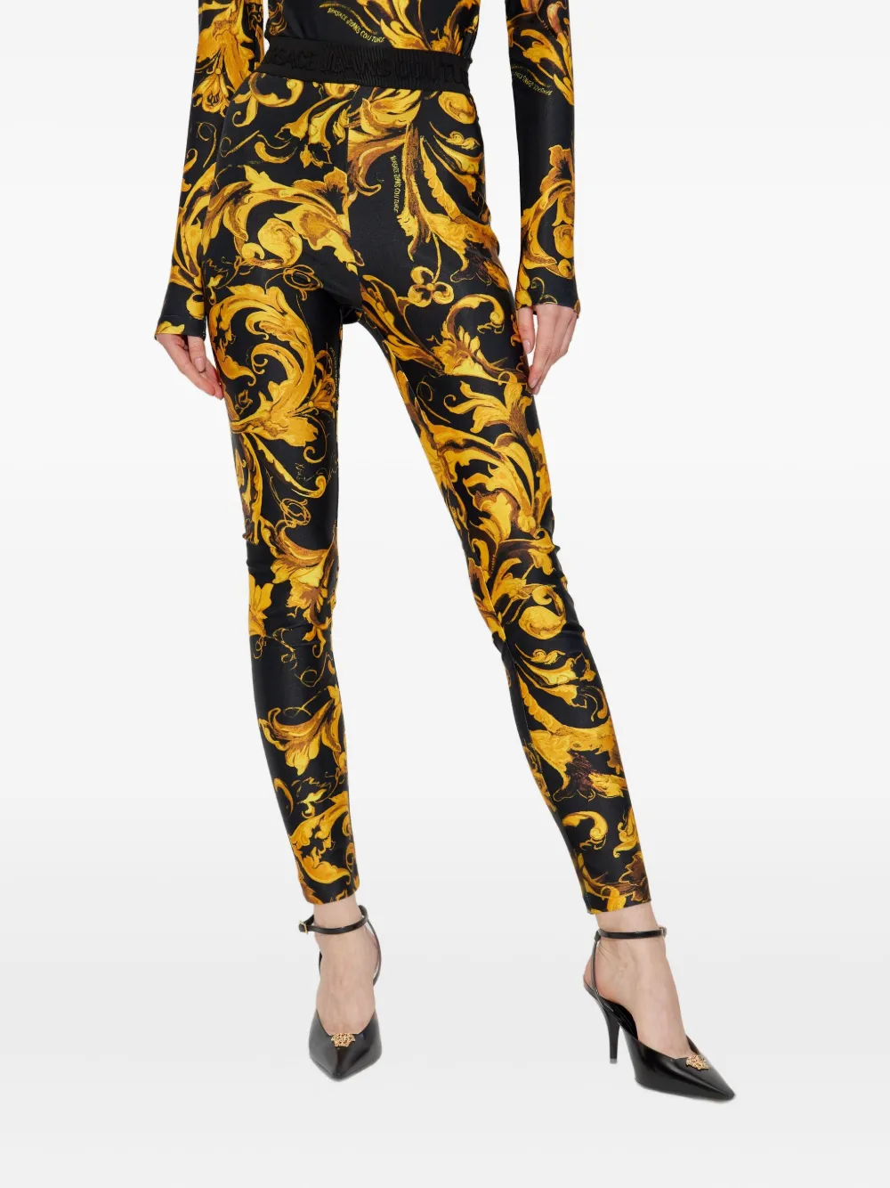 Versace Jeans Couture Barocco-print leggings Zwart