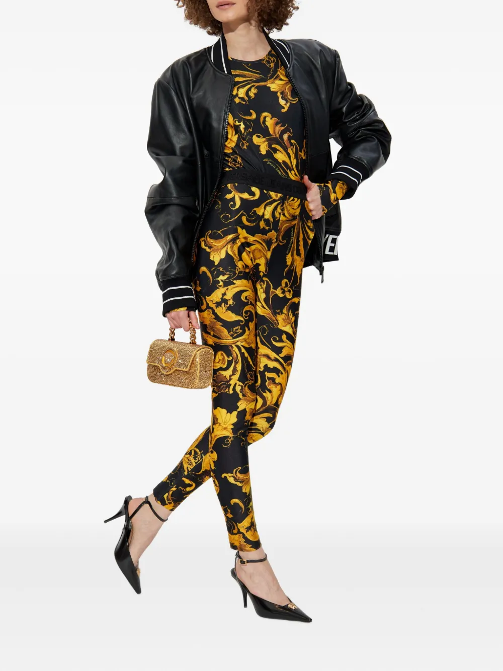 Versace Jeans Couture Barocco-print leggings Zwart