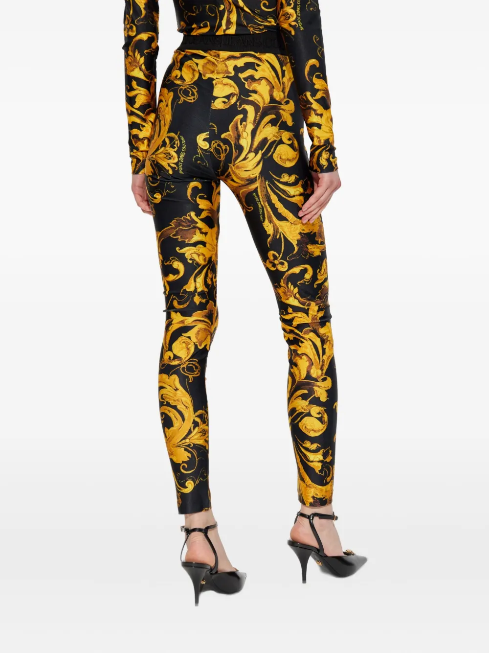 Versace Jeans Couture Barocco-print leggings Zwart