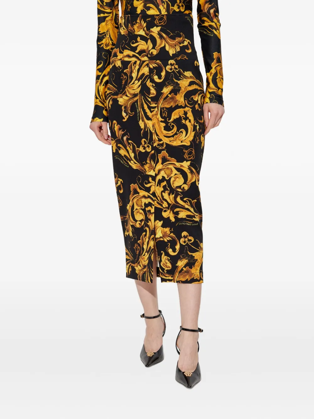 Versace Jeans Couture Barocco-print midi skirt Zwart