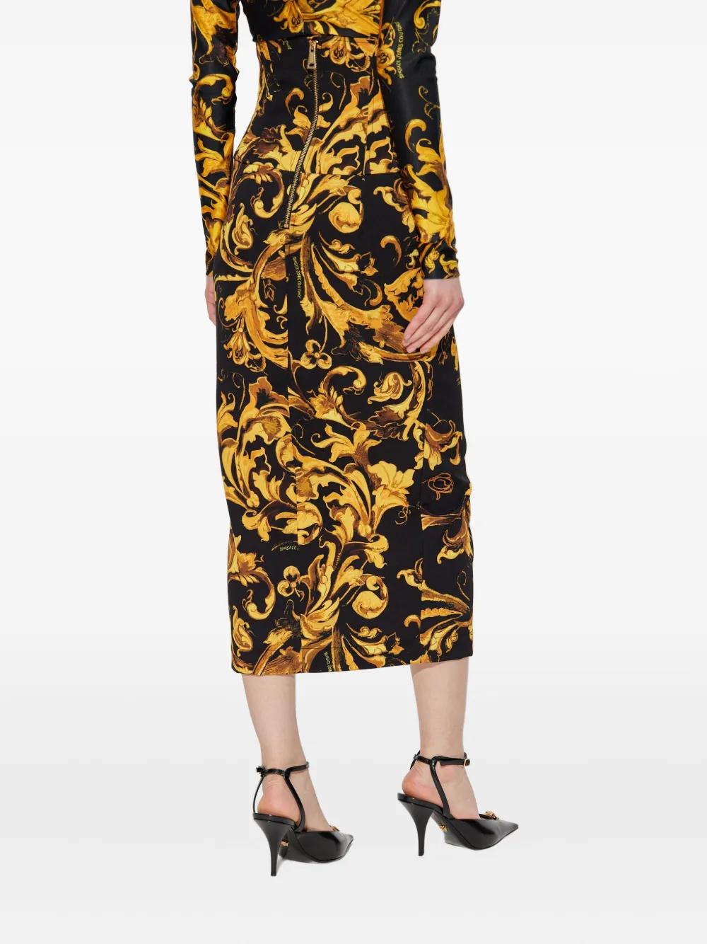 Versace Jeans Couture Barocco-print midi skirt Zwart