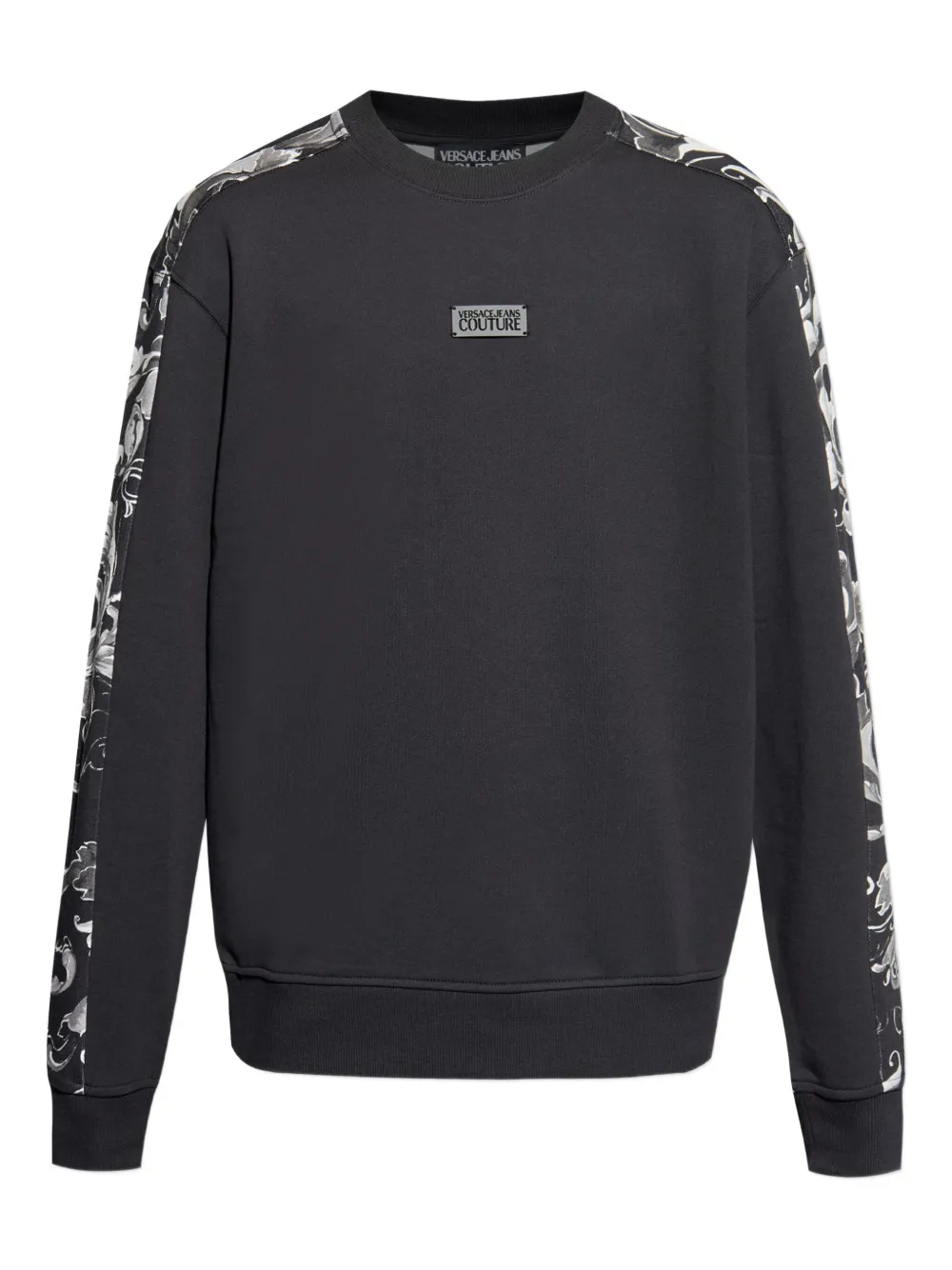 Versace Jeans Couture Sweater met barokprintne vlakken Zwart