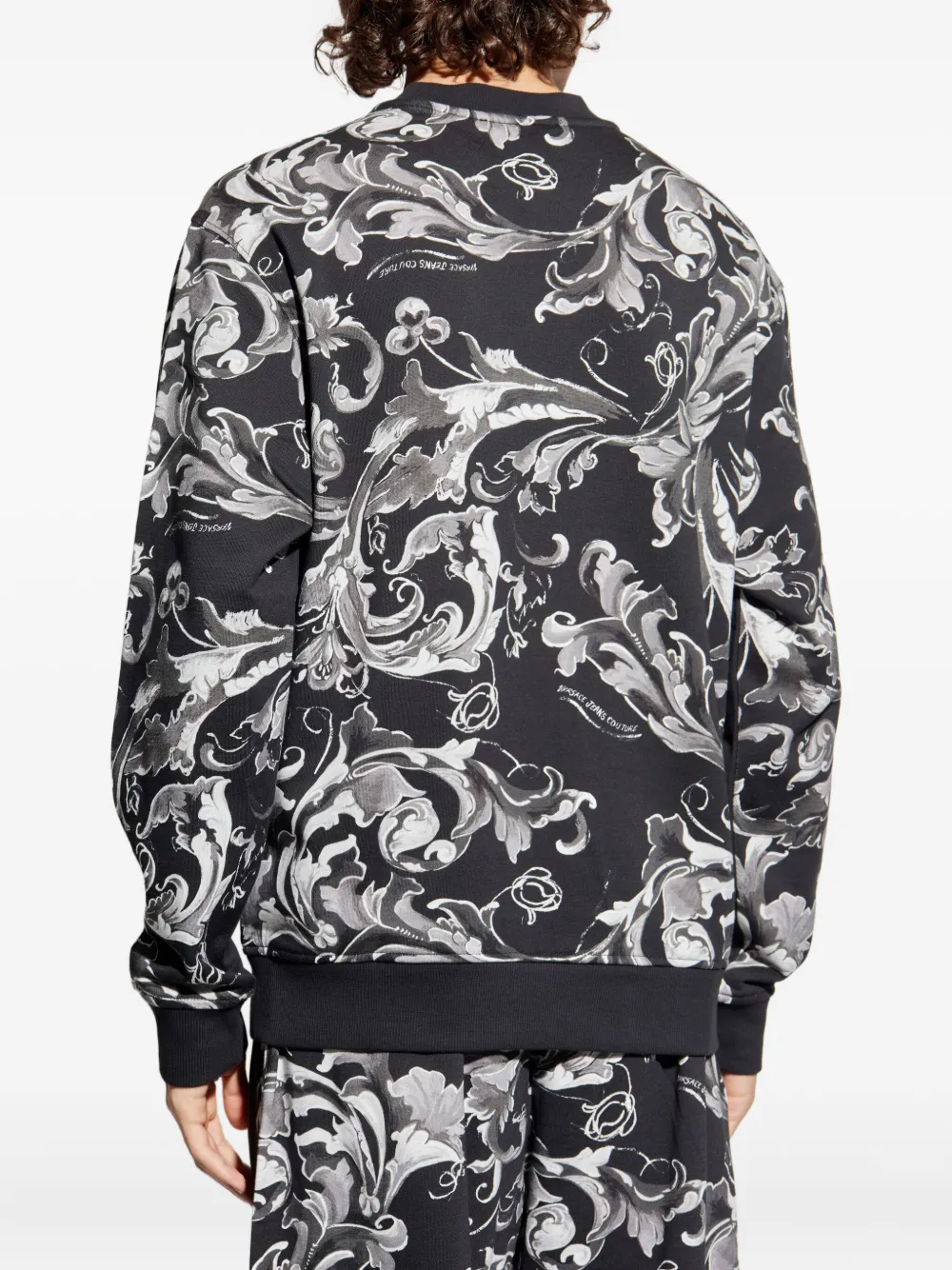 Versace Jeans Couture Sweater met barokprintne vlakken Zwart