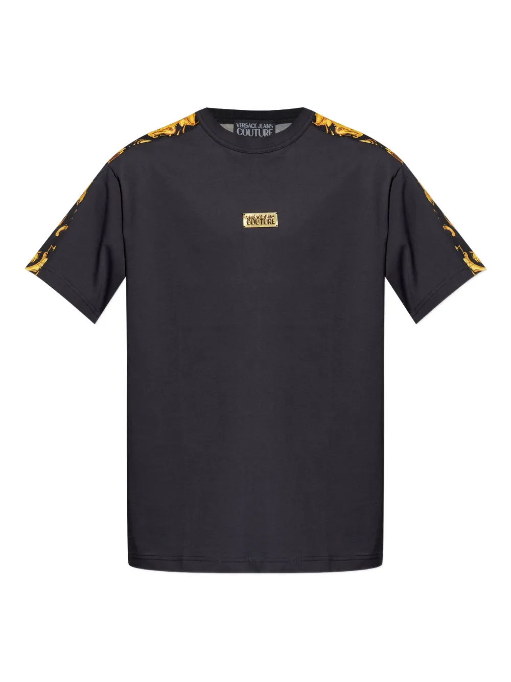 Versace Jeans Couture baroque-print logo-plaque t-shirt - ブラック Versace Jeans Couture baroque-print logo-plaque t-shirt - ブラック
