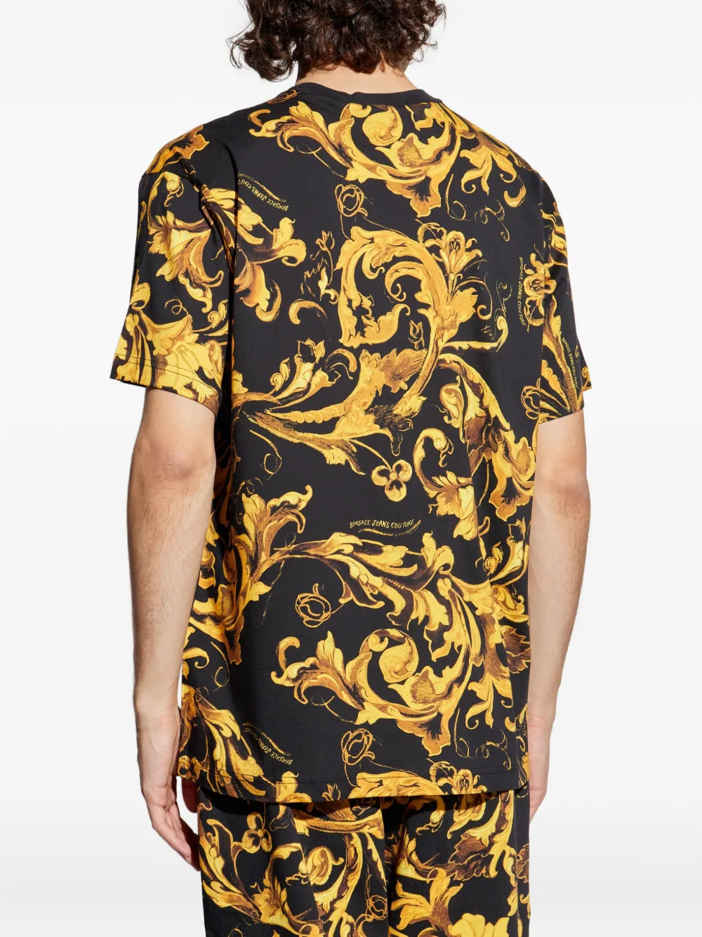 Versace Jeans Couture T-shirt met barokprint en logoplakkaat Zwart