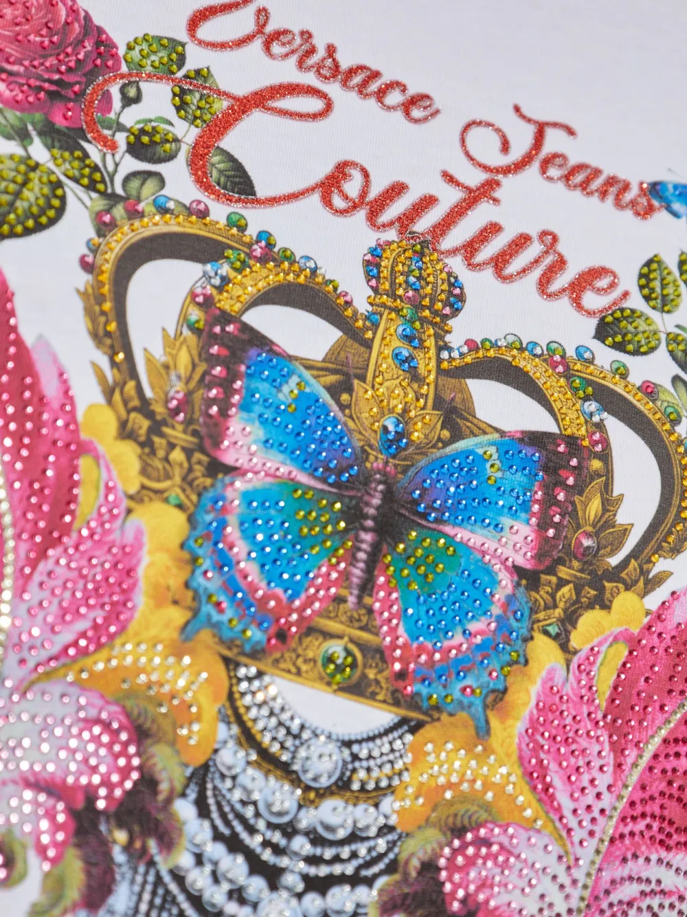Versace Jeans Couture butterfly crown-print T-shirt Wit
