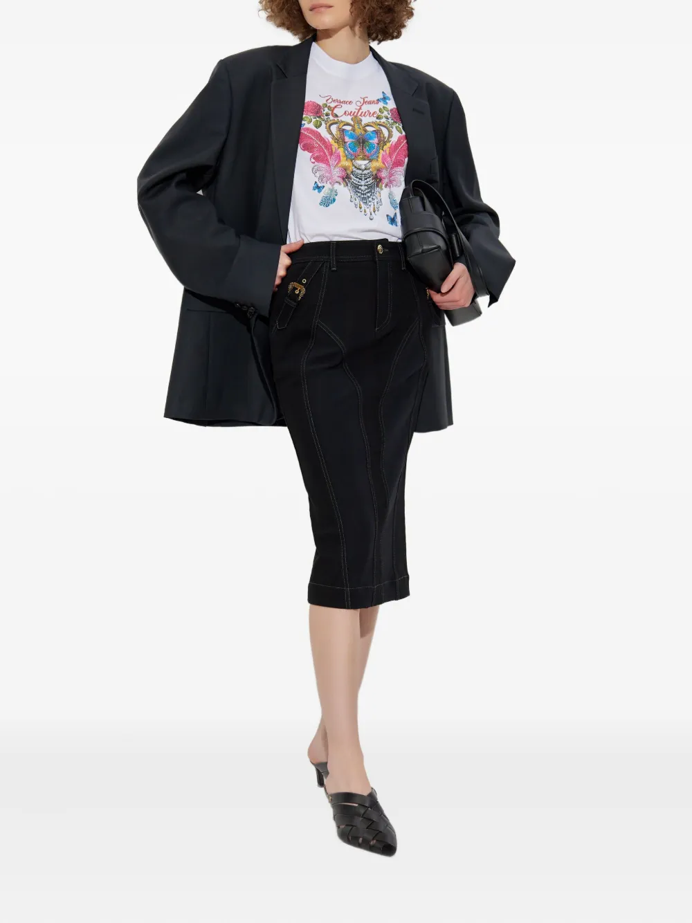 Versace Jeans Couture butterfly crown-print T-shirt Wit