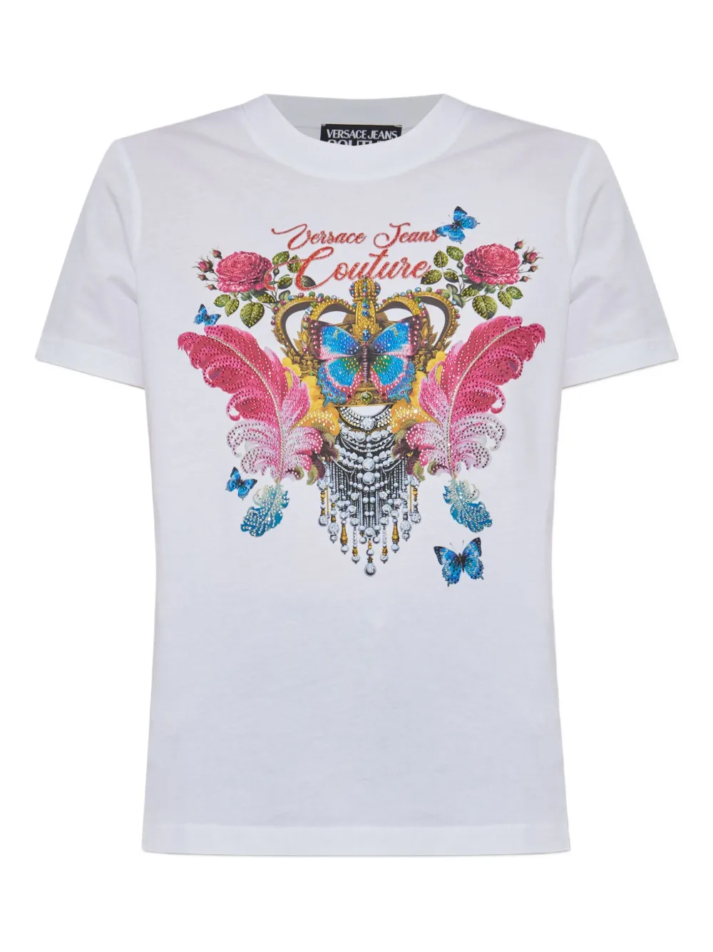Versace Jeans Couture butterfly crown-print T-shirt Wit