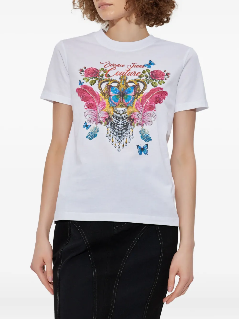Versace Jeans Couture butterfly crown-print T-shirt Wit
