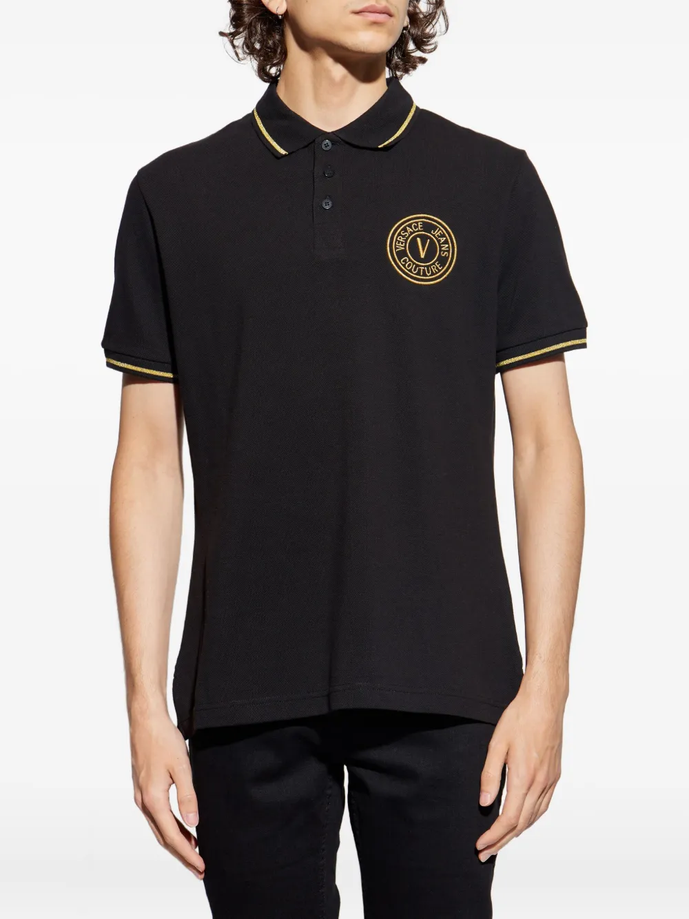Versace Jeans Couture Poloshirt met geborduurd logo Zwart