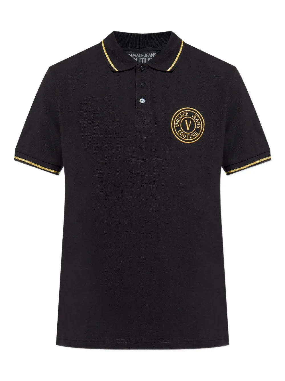 Versace Jeans Couture Poloshirt met geborduurd logo Zwart