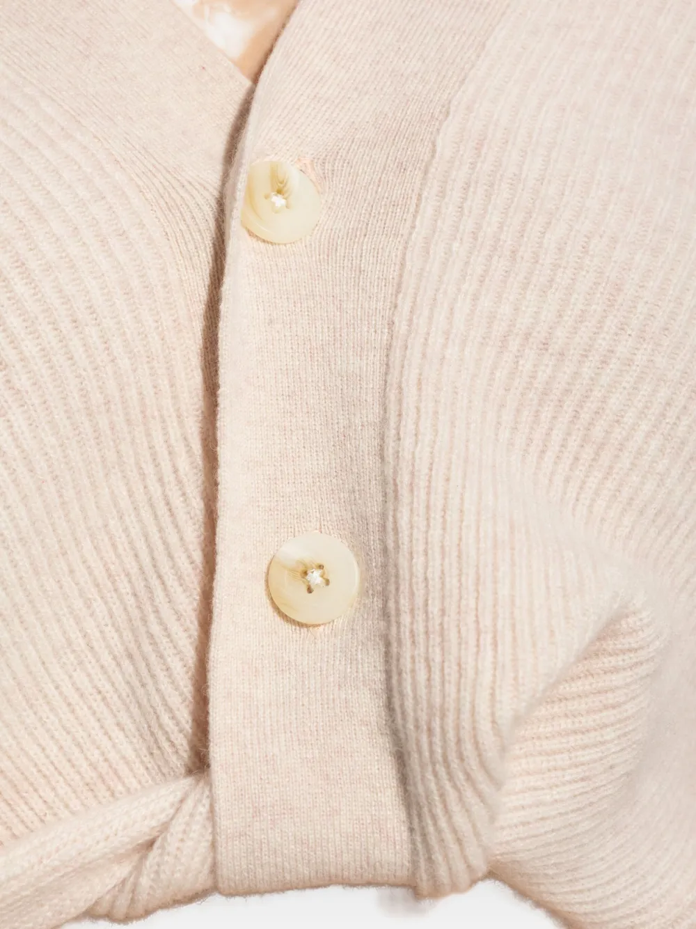 R13 ribbed button cardigan Beige