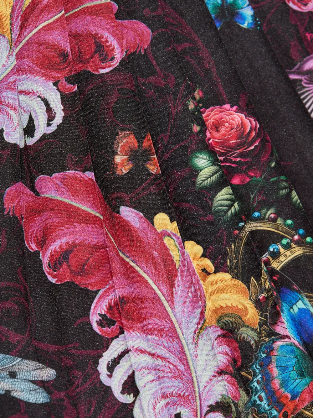 Versace Jeans Couture floral-print pleated skirt Zwart
