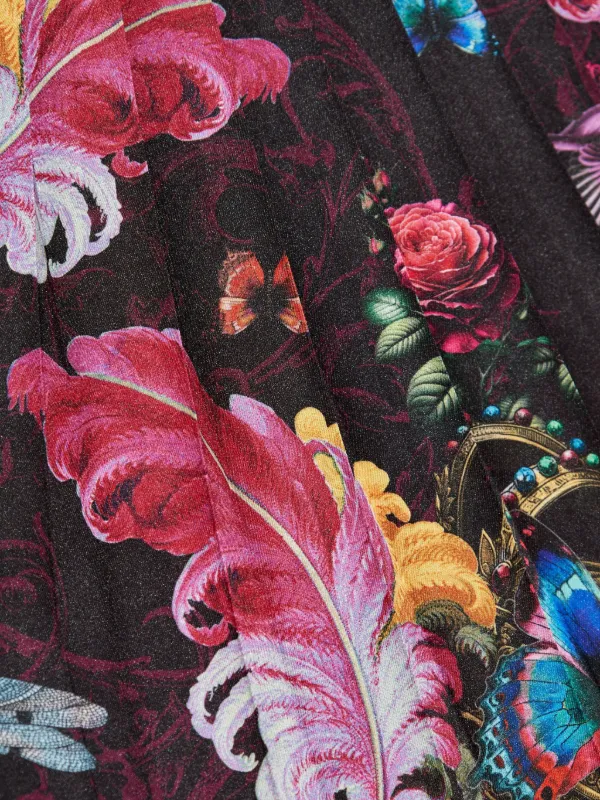 Versace Jeans Couture フローラル プリーツスカート | ブラック