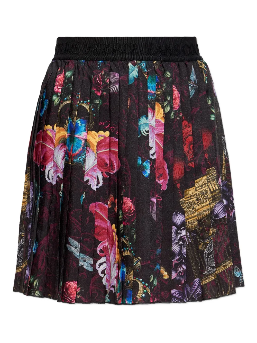Versace Jeans Couture floral-print pleated skirt Zwart