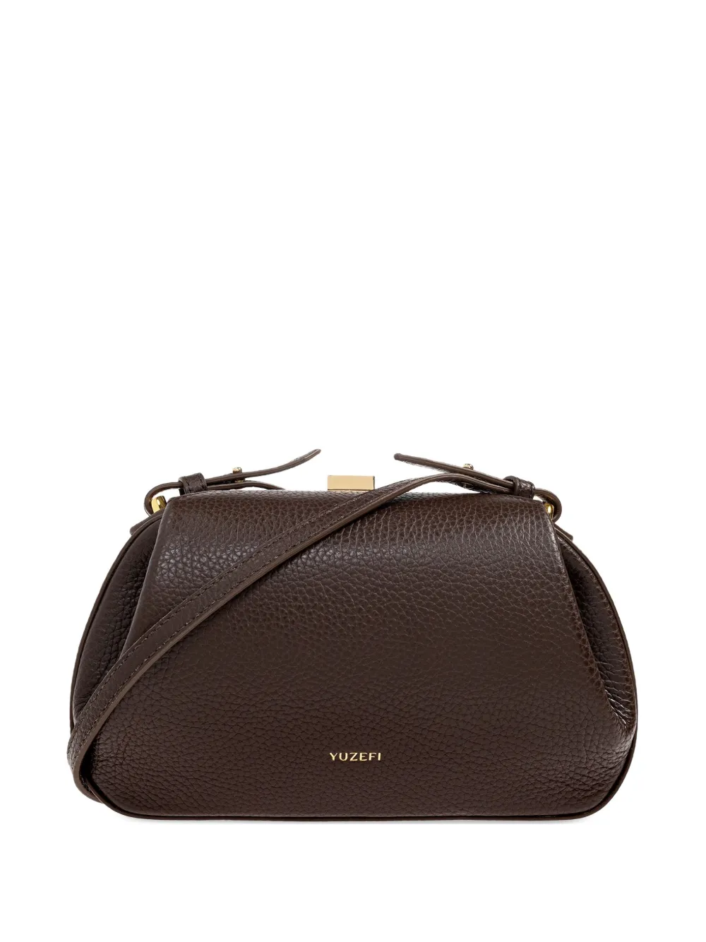 leather clasp-detail shoulder bag