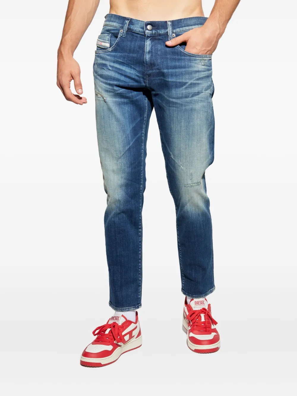 Diesel D-Strukt gerafelde jeans Blauw