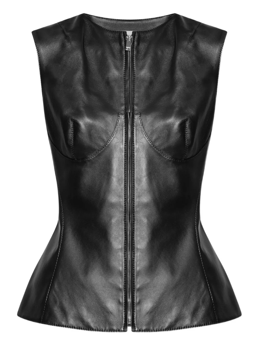 Alexander McQueen zip-front sleeveless top Zwart
