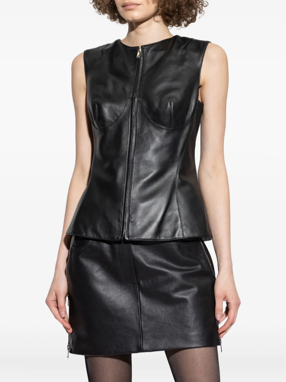 Alexander McQueen zip-front sleeveless top Zwart