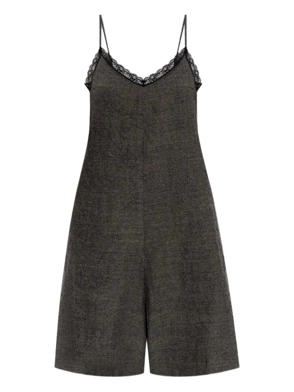 R13 Lace-trimmed Wool Playsuit In Gray