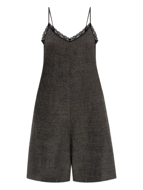 R13 Lace-trimmed Wool Playsuit in Grey