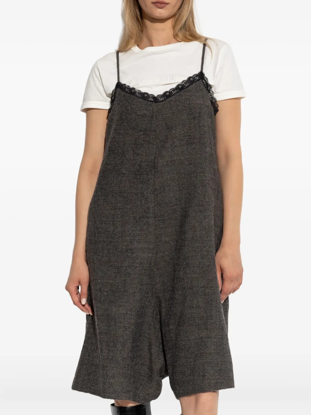 R13 lace-trimmed wool playsuit Grijs