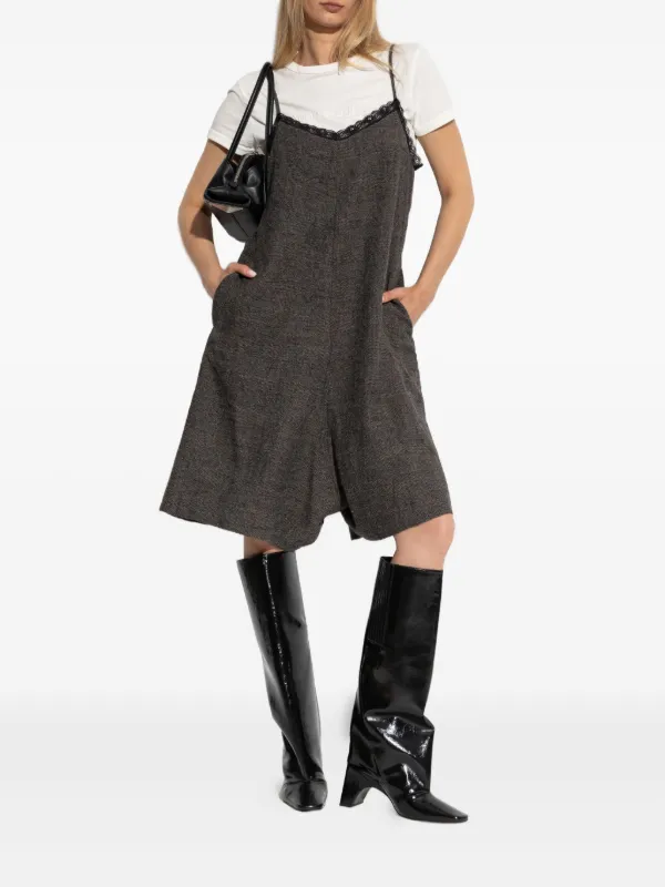 R13 lace-trimmed Wool Playsuit | Grey | FARFETCH