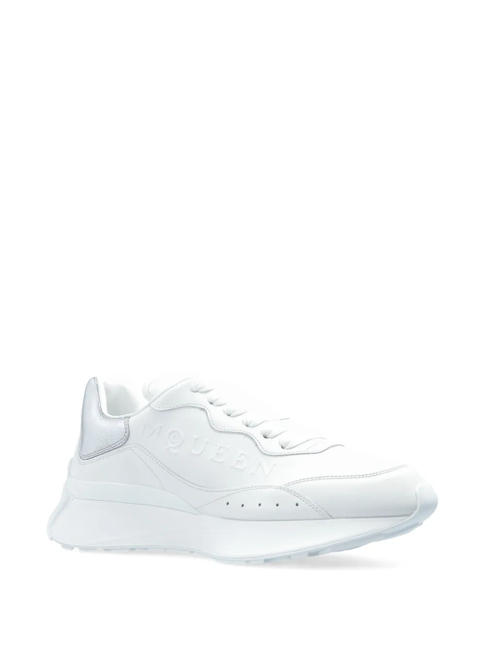 Alexander Mcqueen Sprint Runner Metallic-panel Leather Sneakers In White