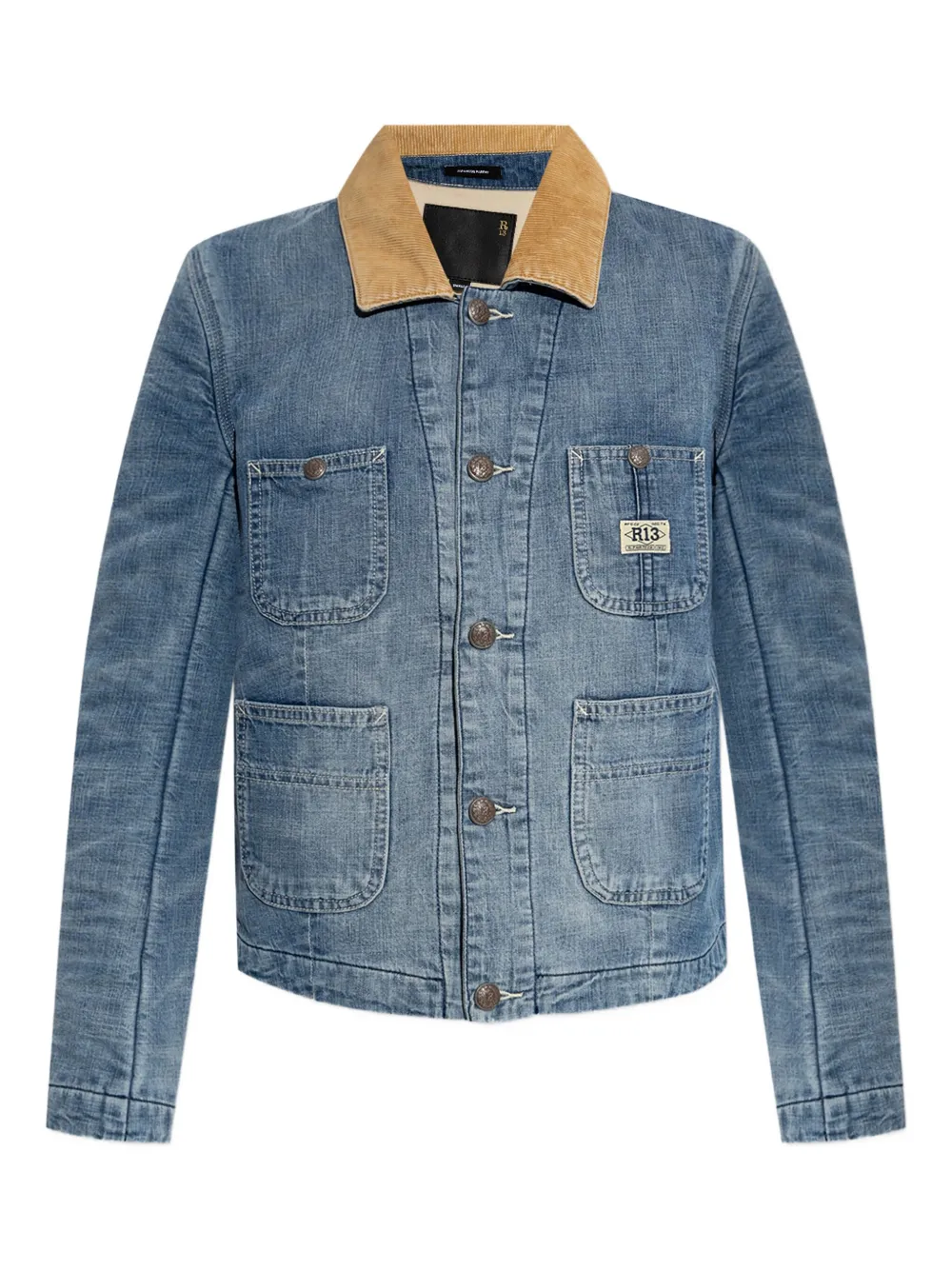 R13 corduroy-collar denim jacket Blauw