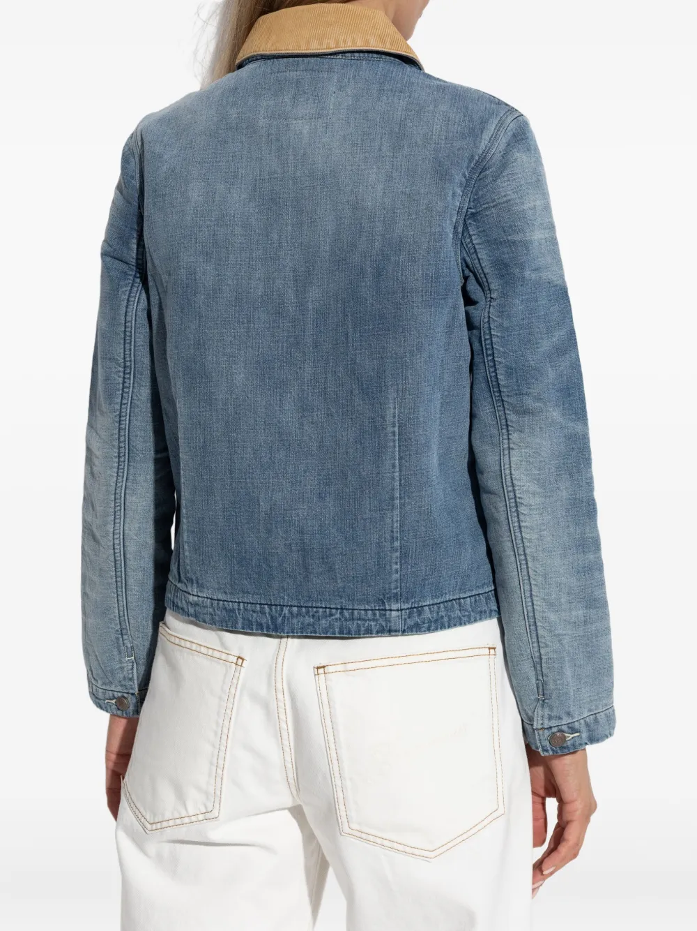R13 corduroy-collar denim jacket Blauw