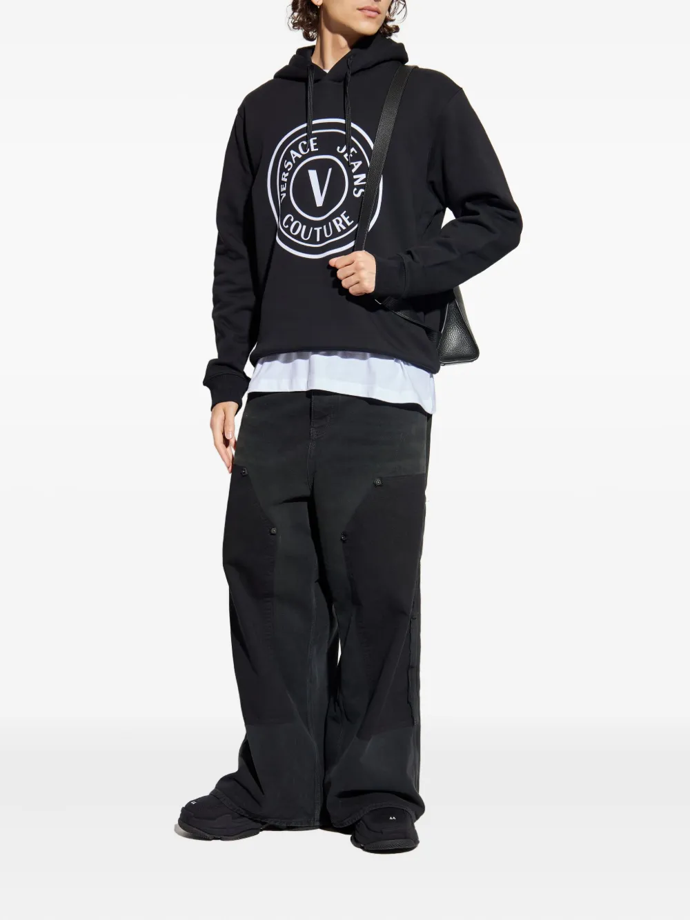 Versace Jeans Couture Katoenen hoodie met logoprint Zwart