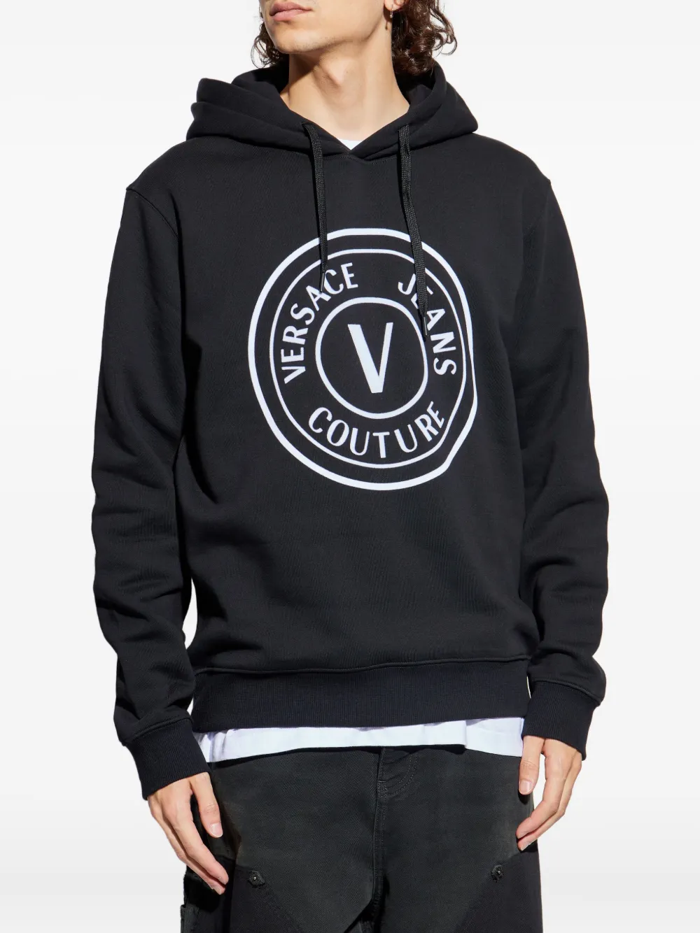 Versace Jeans Couture Katoenen hoodie met logoprint Zwart