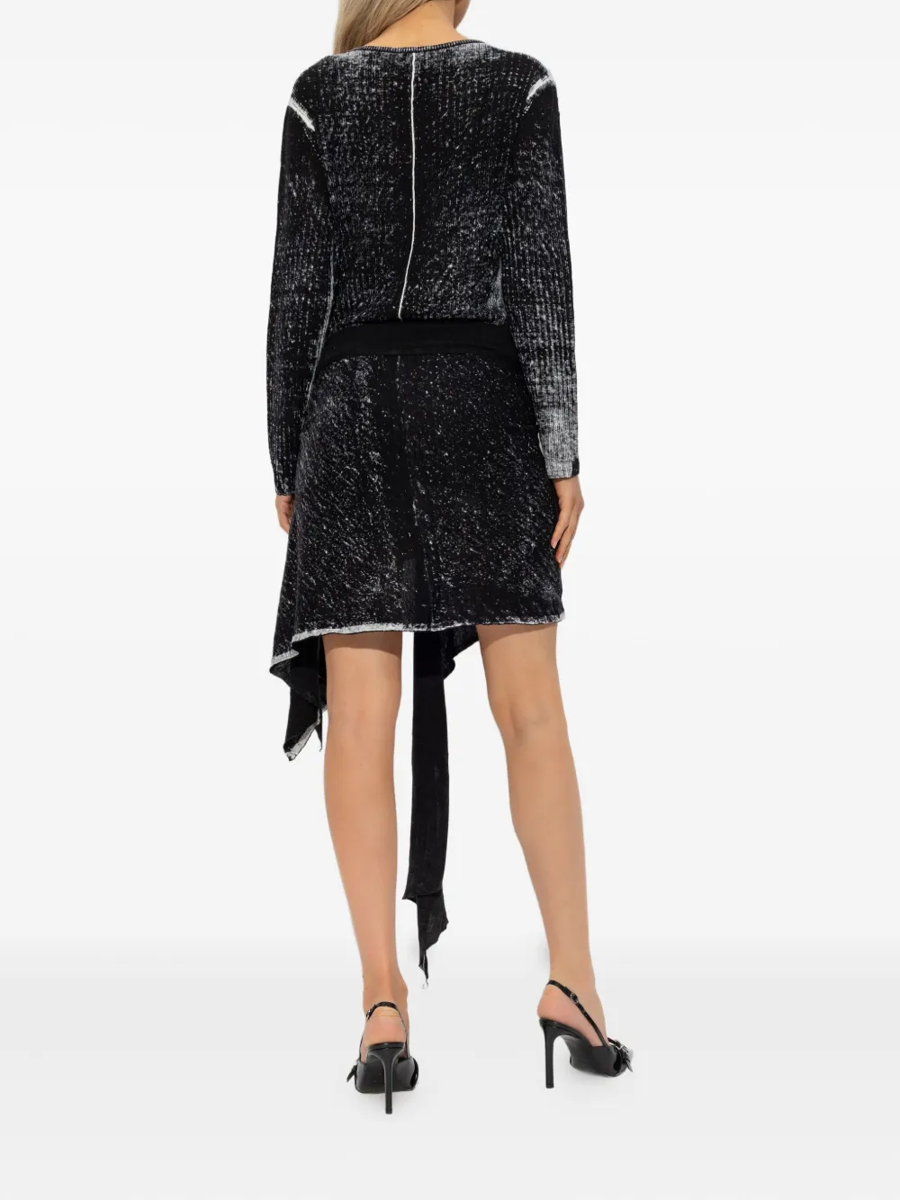 Diesel tie-detail asymmetric dress Zwart