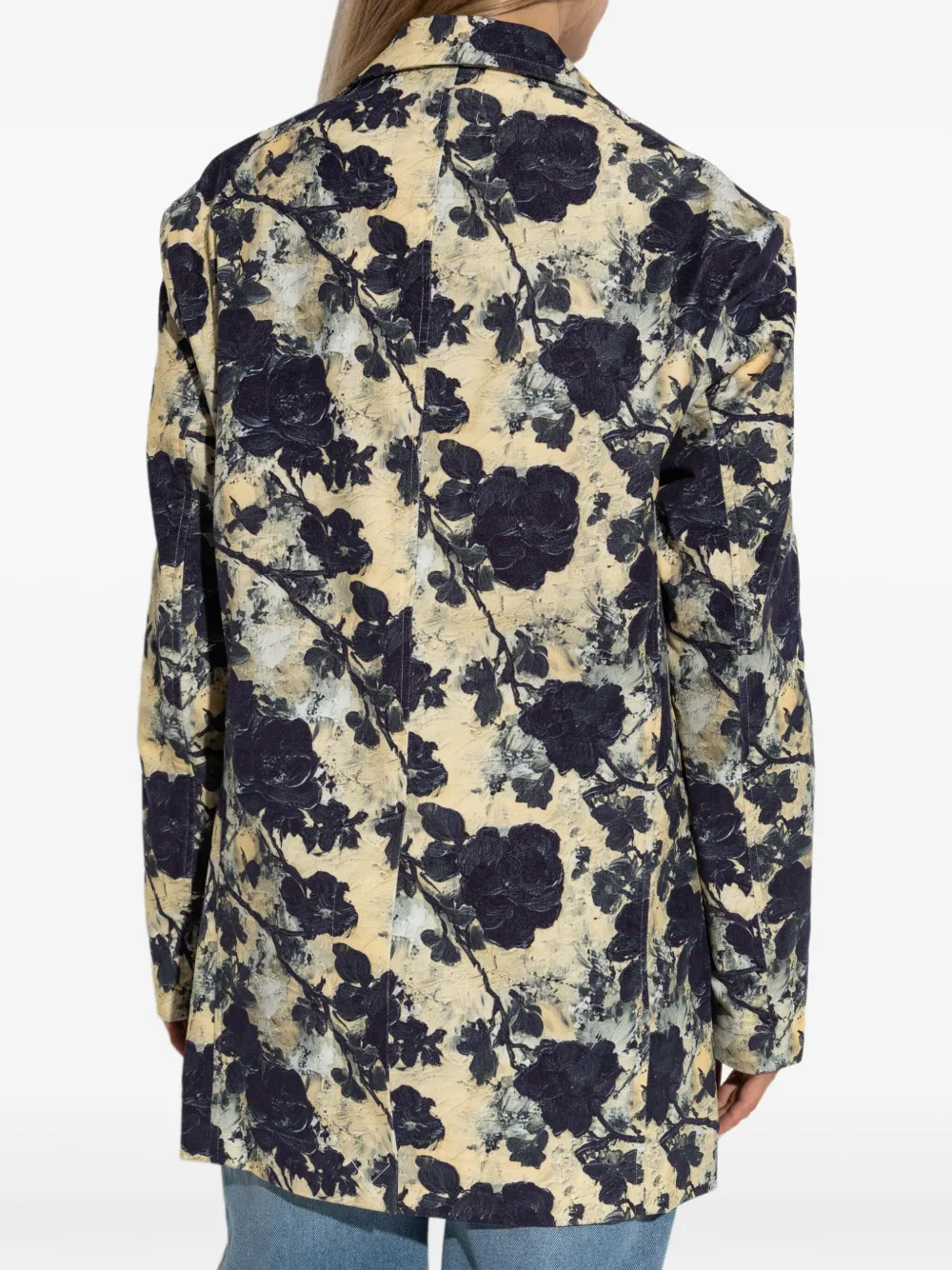 R13 floral-print single-breasted blazer Zwart