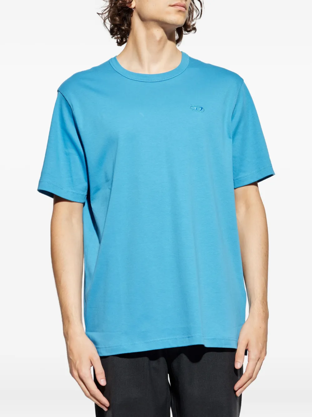 Diesel T-Adjust-Slits T-shirt met geborduurd logo Blauw