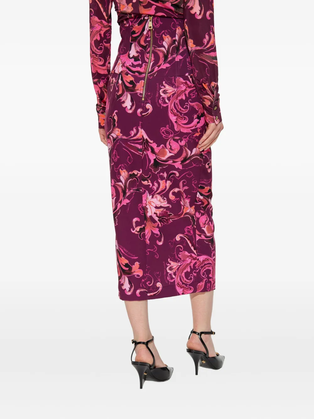 Versace Jeans Couture floral-print midi skirt 317 PINK