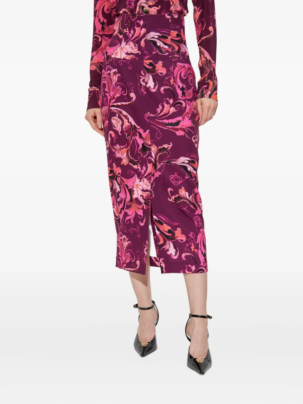 Versace Jeans Couture floral-print midi skirt 317 PINK